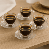Kit 4 Xícaras de Café New Butterfly Fio de Ouro